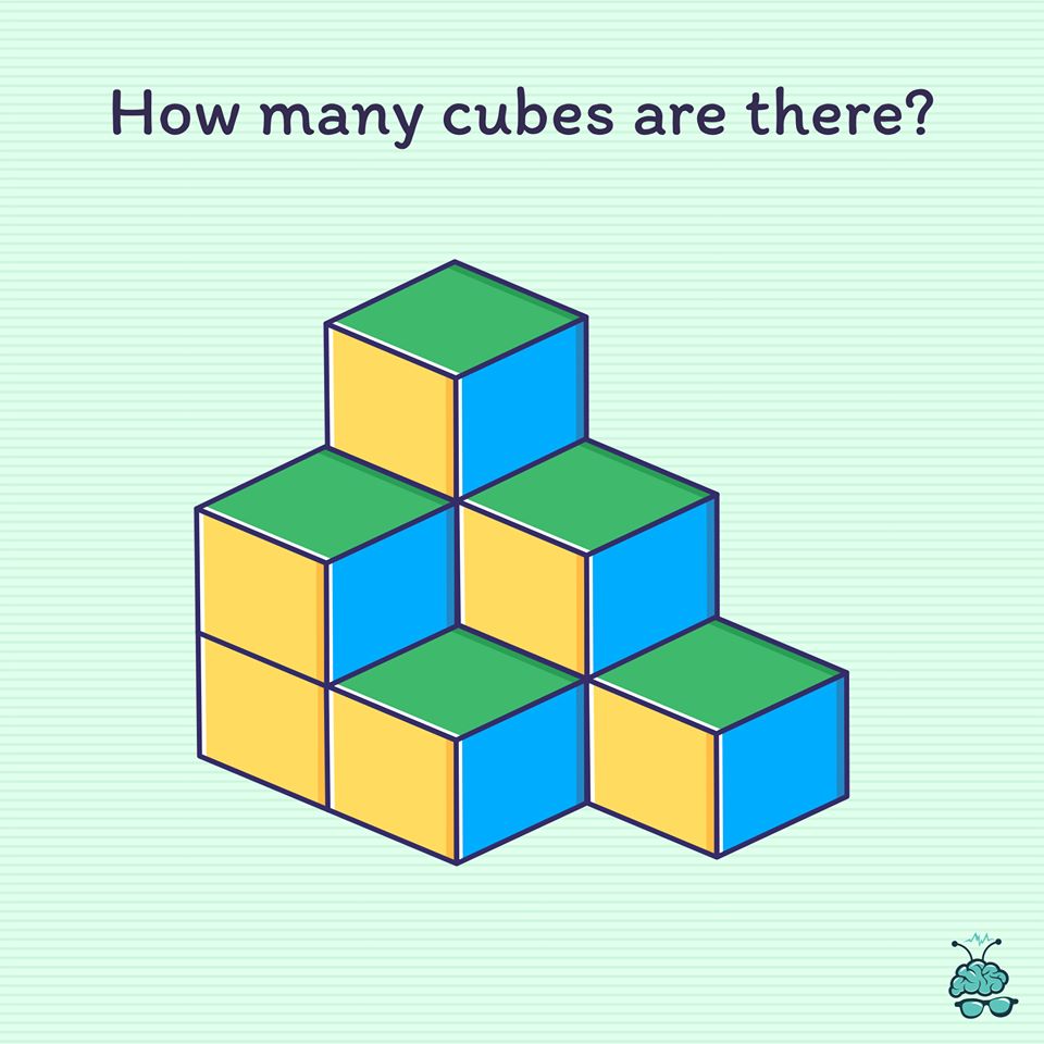 This one seems to stump everyone. How many cubes are there in the picture?